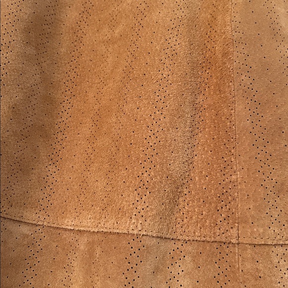 Chico’s Tan Suede Leather A-line Skirt Sz 1 - Picture 2 of 6